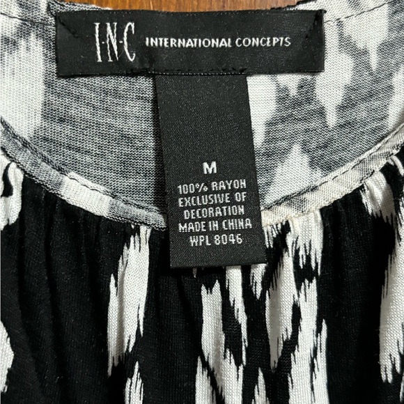 Worn ONCE-  gorgeous, soft - black and white INC maxi dress size M - Picture 3 of 7